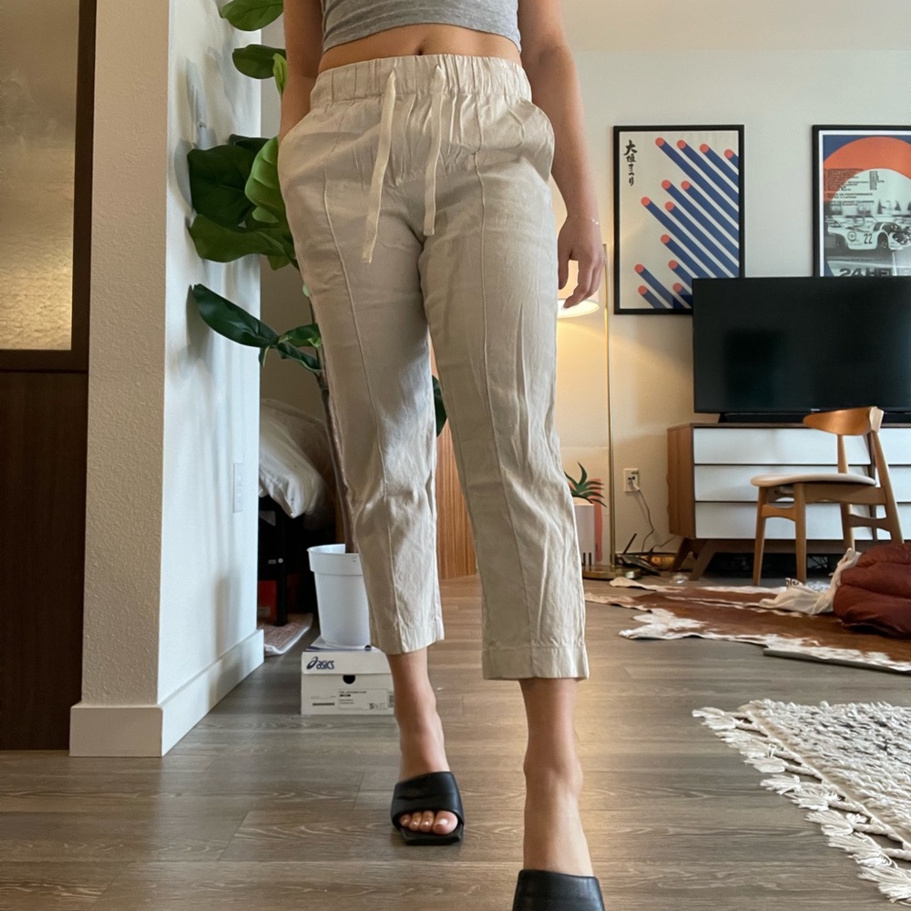Aritzia Babaton Cropped Linen Pant Size S
